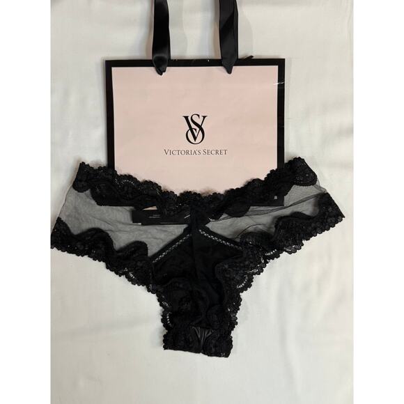 NWT Victoria’s Secret Vintage Sheer Lace Cheeky Panty Black Size XS 2014 - Picture 2 of 5